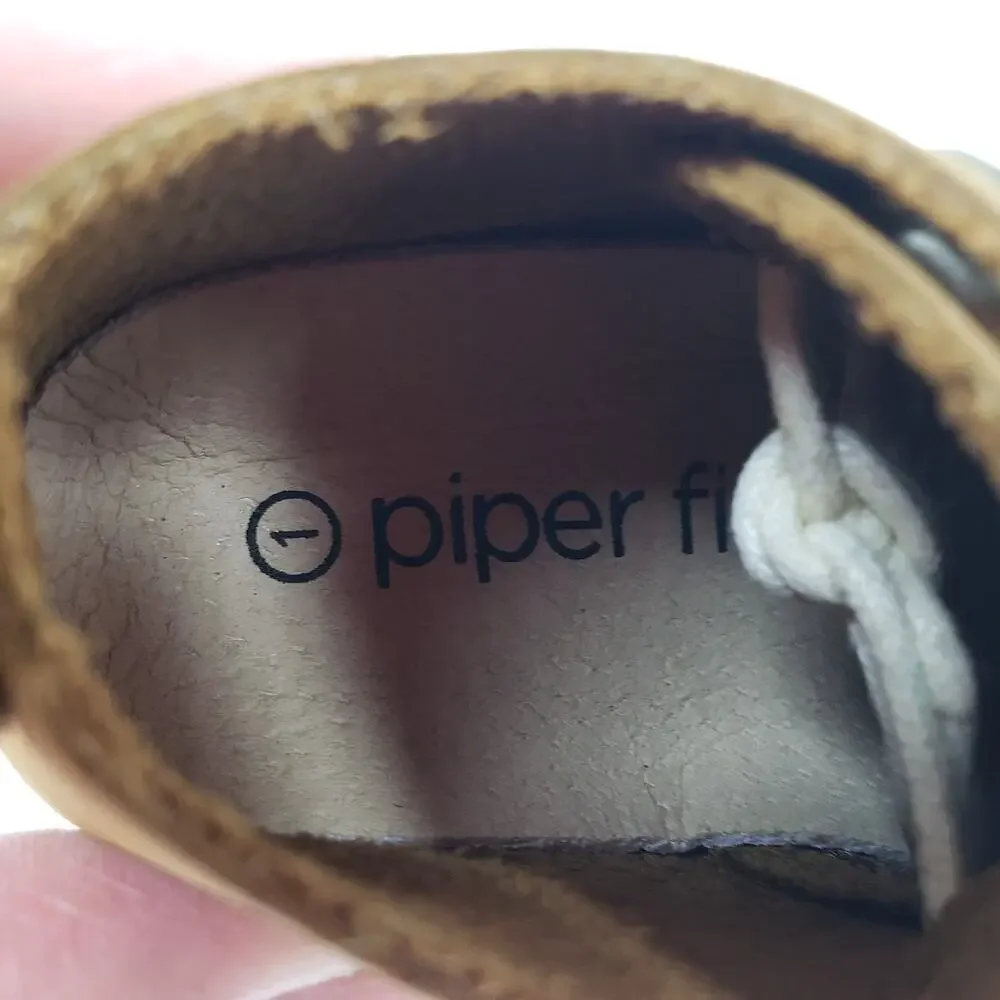 Piper Finn Baby Infant Size 1 Brown Leather Lace Up Bootie Shoes